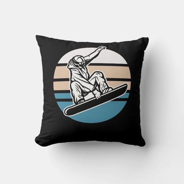 Cojín Decorativo El deporte invernal de snowboarding Retro (Anverso)