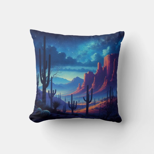 Cojín Decorativo El desierto de noche al suroeste (Anverso)