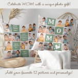 Cojín Decorativo El día de la madre de 12 Collages de fotos persona<br><div class="desc">Celebra el notable viaje de la maternidad con nuestro Modern MOM Collage de fotos Pillow, una deliciosa mezcla de estilo, sentimiento y personalización. Esta almohada encantadora es el regalo perfecto del Día de la Madre, capturando recuerdos preciosos en un diseño audaz y moderno que las madres adorarán. Product Features: Bold...</div>