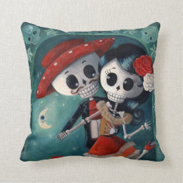 Cojín Decorativo El día de los amantes del esqueleto muertos