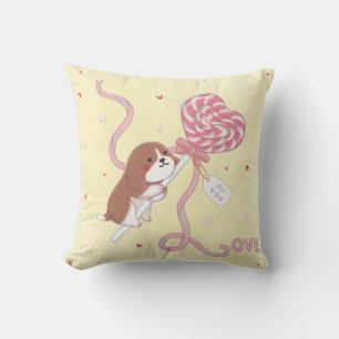 Cojín Decorativo El día de San Valentín: Beagle y Lollipop