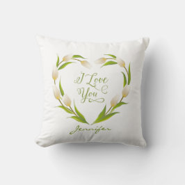 Cojín Decorativo El día de San Valentín Blooming Tulip Heart Green 