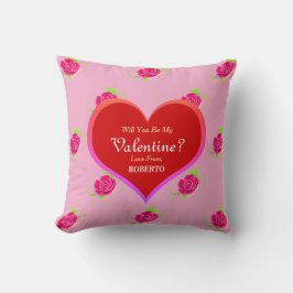 Cojín Decorativo El día de San Valentín Cute Rosas rosados caliente