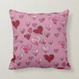 Cojín Decorativo El día de San Valentín de acuarela en amor