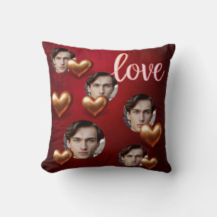 Cojín Decorativo El día de San Valentín de Corazones Rojo y Rojo Cu