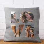 Cojín Decorativo El día de San Valentín de corte de Collage de foto<br><div class="desc">TODOS LOS DÍAS TE AMO MÁS. Gran regalo para El día de San Valentín, aniversarios o recién casados: Esta almohada de collage de fotos es fácil de personalizar con tus 4 fotos favoritas dentro del minimalista diseño de la tipografía de LOVE. Esta es la versión rústica de la ropa de...</div>