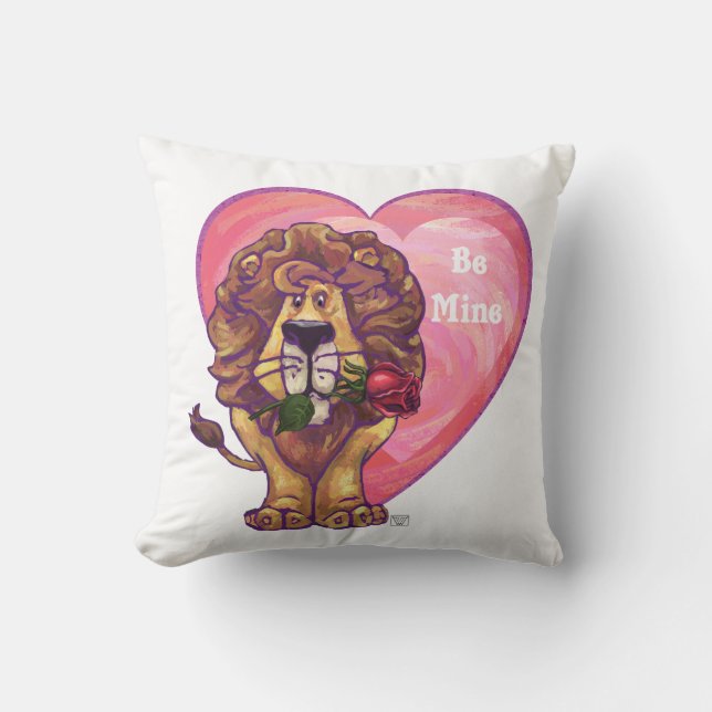 Cojín Decorativo El día de San Valentín de leones (Anverso)