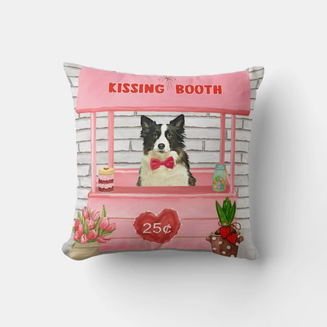 Cojín Decorativo El día de San Valentín de Perro Collie Fronterizo  (Anverso)
