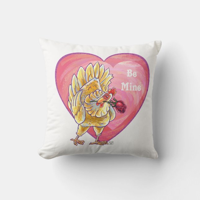Cojín Decorativo El día de San Valentín de pollo (Anverso)