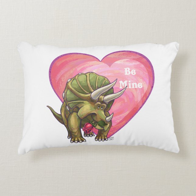 Cojín Decorativo El día de San Valentín de Triceratops (Anverso)