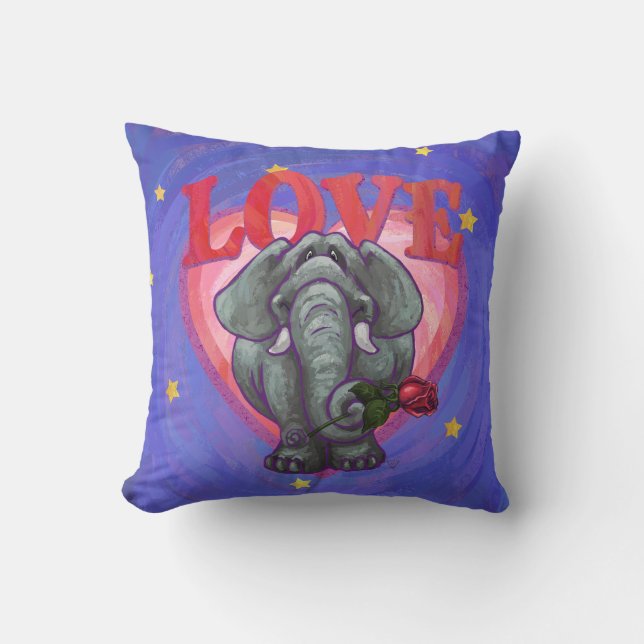 Cojín Decorativo El día de San Valentín del elefante (Anverso)