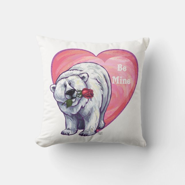 Cojín Decorativo El día de San Valentín del oso polar (Anverso)