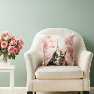 Cojín Decorativo El día de San Valentín en París - Par de perros -