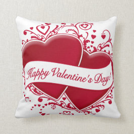 Cojín Decorativo ¡El día de San Valentín feliz! Corazones rojos