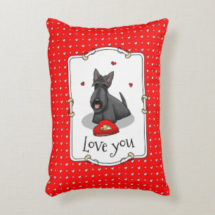 Cojín Decorativo El día de San Valentín (rojo) Scottie Dog (negro)