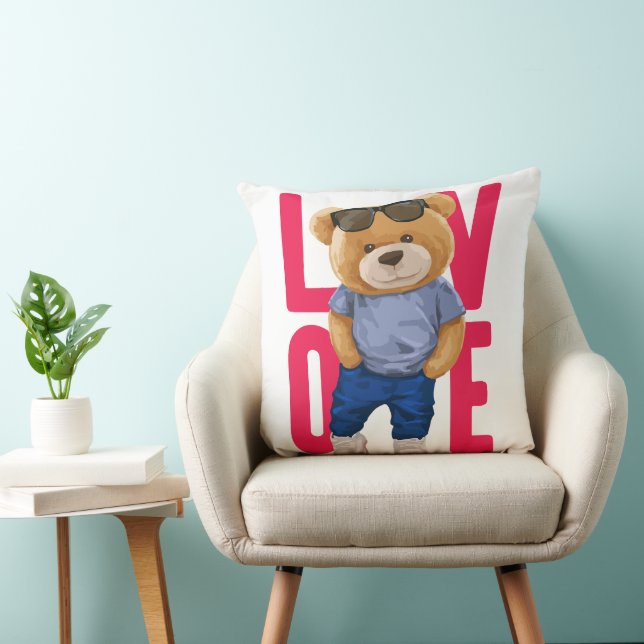 Cojín Decorativo El día de San Valentín Teddy Bear Love Design (Silla)