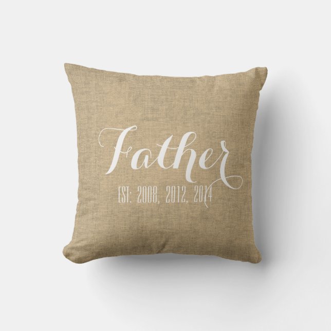 Cojín Decorativo El día del padre personalizado de la línea beige (Anverso)