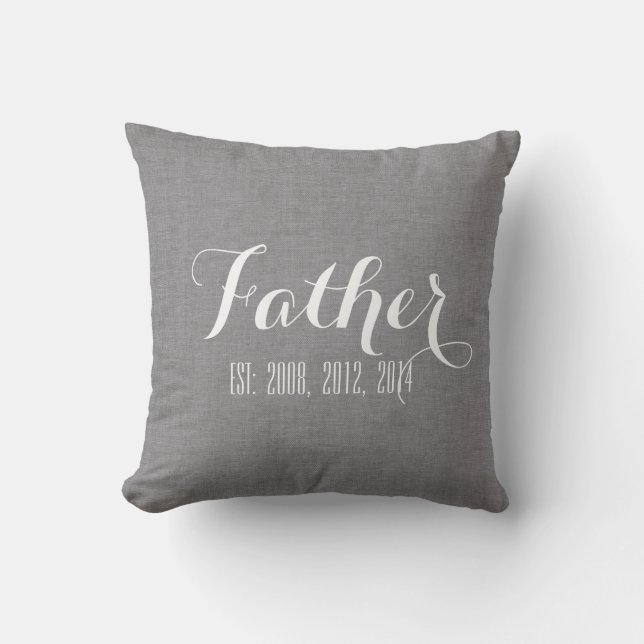 Cojín Decorativo El día del padre personalizado de la línea gris (Anverso)