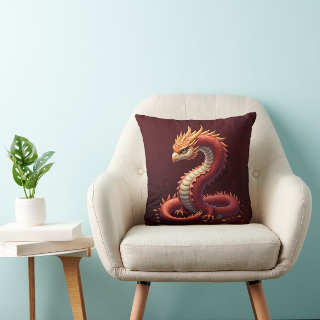 Cojín Decorativo El dragón serpiente dorado.  (Silla)