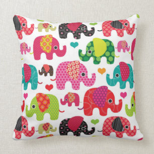 Cojín Decorativo el elefante retro embroma el papel pintado del