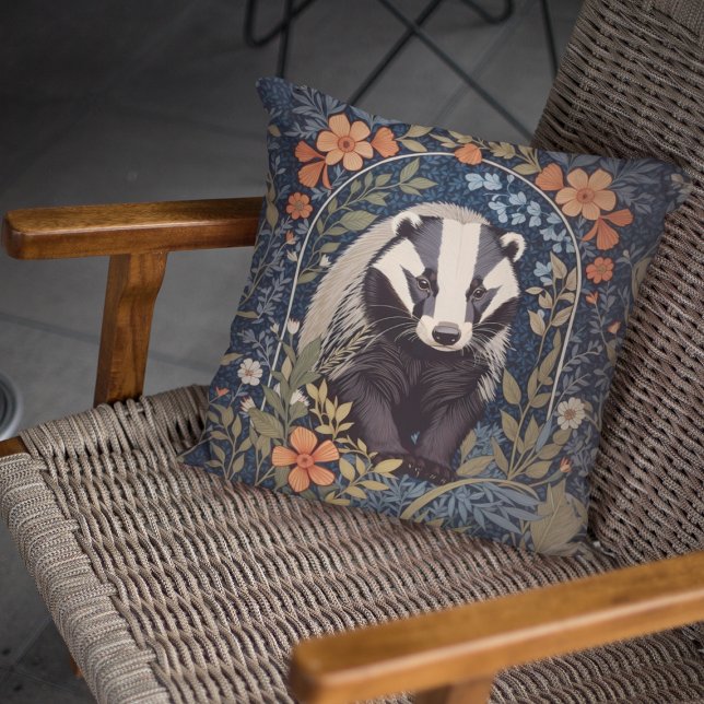 Cojín Decorativo El elegante William Morris inspiró a Badger (Subido por el creador)