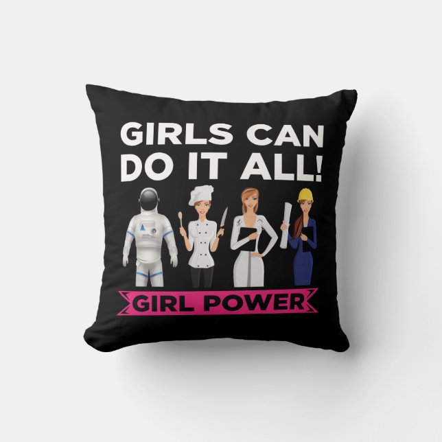 Cojín Decorativo El empoderamiento de las mujeres Igualdad Chica fu (Anverso)