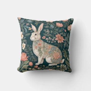 Cojín Decorativo El encantador conejo William Morris inspiró la flo