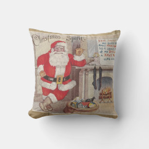 Cojín Decorativo El Espíritu de la Navidad - Arte de Tarjeta Postal