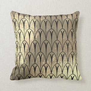 Cojín Decorativo El falso oro del negro de la sepia del art déco