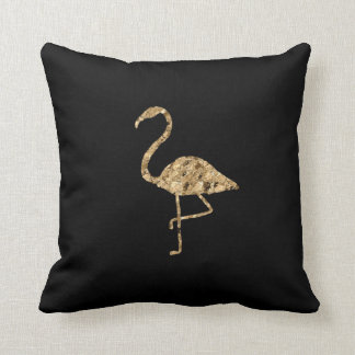 Cojín Decorativo El flamenco metálico de oro en negro