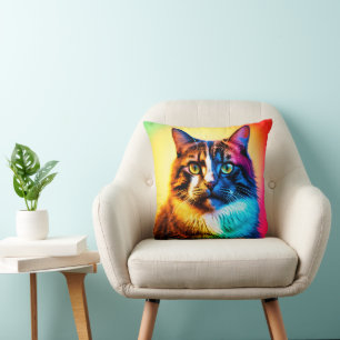 Cojín Decorativo el gato arco iris