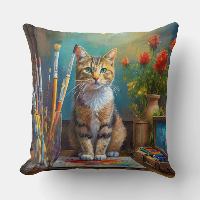 Cojín Decorativo El gato artístico (Anverso)