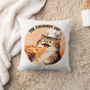 Cojín Decorativo El gato culinario con Chef Pizza Cat sosteniendo p