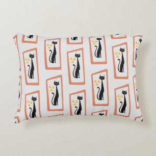 Cojín Decorativo El gato de Schrödinger, naranja moderno de mediado