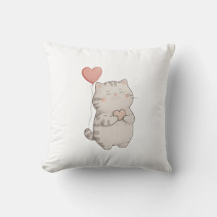 Cojín Decorativo El gato el día de San Valentín expresa amor