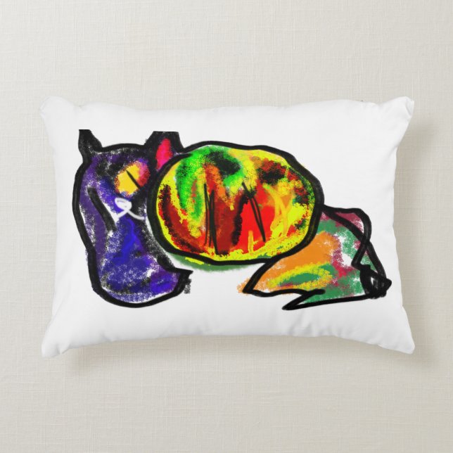 Cojín Decorativo El gato negro espera el otoño (Anverso)