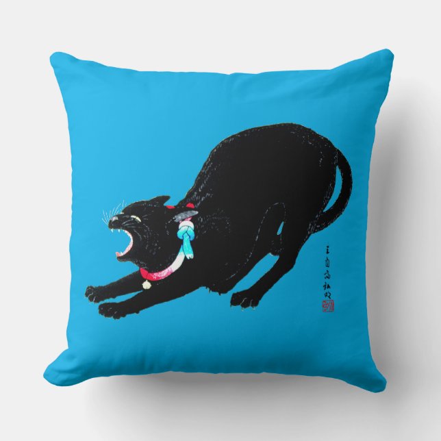 Cojín Decorativo El gato negro japonés que silba (Anverso)