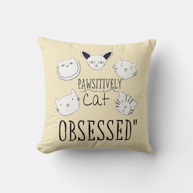 Cojín Decorativo El "gato patéticamente obsesionado" (Anverso)