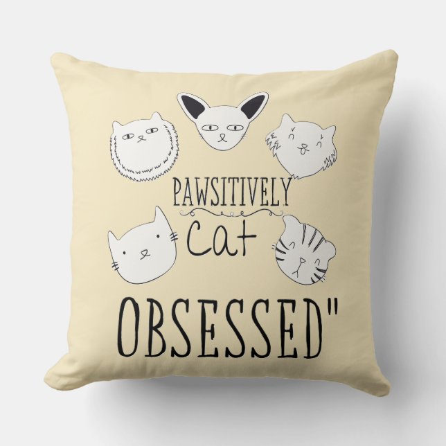 Cojín Decorativo El "gato patéticamente obsesionado" (Anverso)
