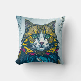 Cojín Decorativo El Gato Se Comió La Pluma De Canario | Arte De Ret