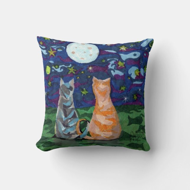 Cojín Decorativo El gato soña arte reversible (Anverso)