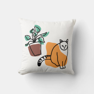 Cojín Decorativo El gato y la planta