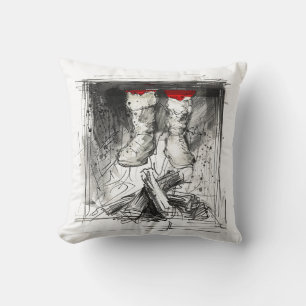 Cojín Decorativo El gracioso Papá Noel en la chimenea - Humor de Na