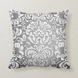 Cojín Decorativo El gris real rico del damasco se descolora