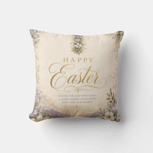 Cojín Decorativo Él ha resucitado Pascua, Cruz floral elegante cris