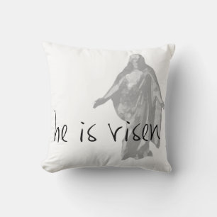 Cojín Decorativo él ha resucitado pascua lds moderno negro blanco