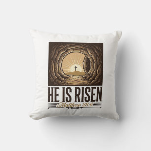 Cojín Decorativo Él ha resucitado Tumba de Pascua Cruz Camiseta cri
