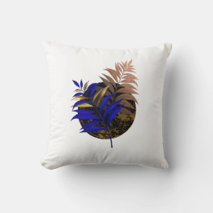 Cojín Decorativo El helecho azul en círculo negro