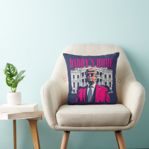 Cojín Decorativo El hogar de papá, Trump rosa
