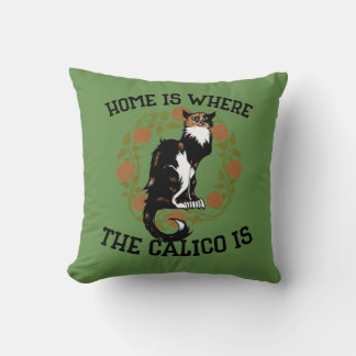Cojín Decorativo El hogar es donde el Calico es el humor de "gato c